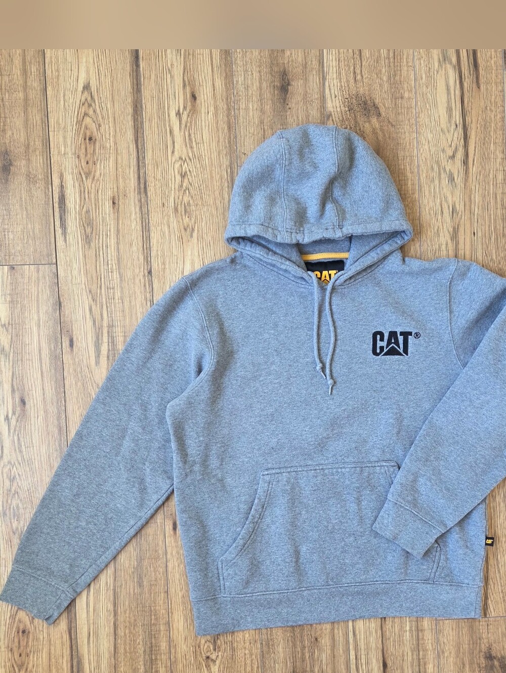 CAT caterpillar Gray Heavyweight Logo Hoodie Size L